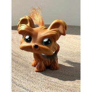Littlest Pet Shop Shih Tzu Yorkie #6 Tan, Brown Gray Copper Brown Hair 2004